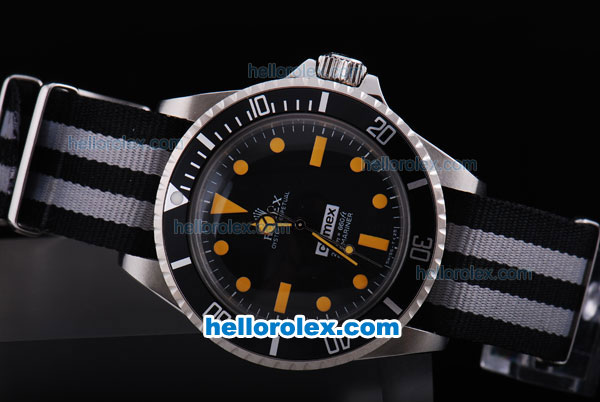 Rolex Submariner Comex Oyster Perpetual Automatic with Black Bezel and Dial-Orange Marker and Nylon Strap - Click Image to Close